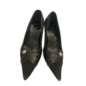 Christian Dior womens size 6.5 Black Suede  Leather Pointed Toe Pumps  Italy